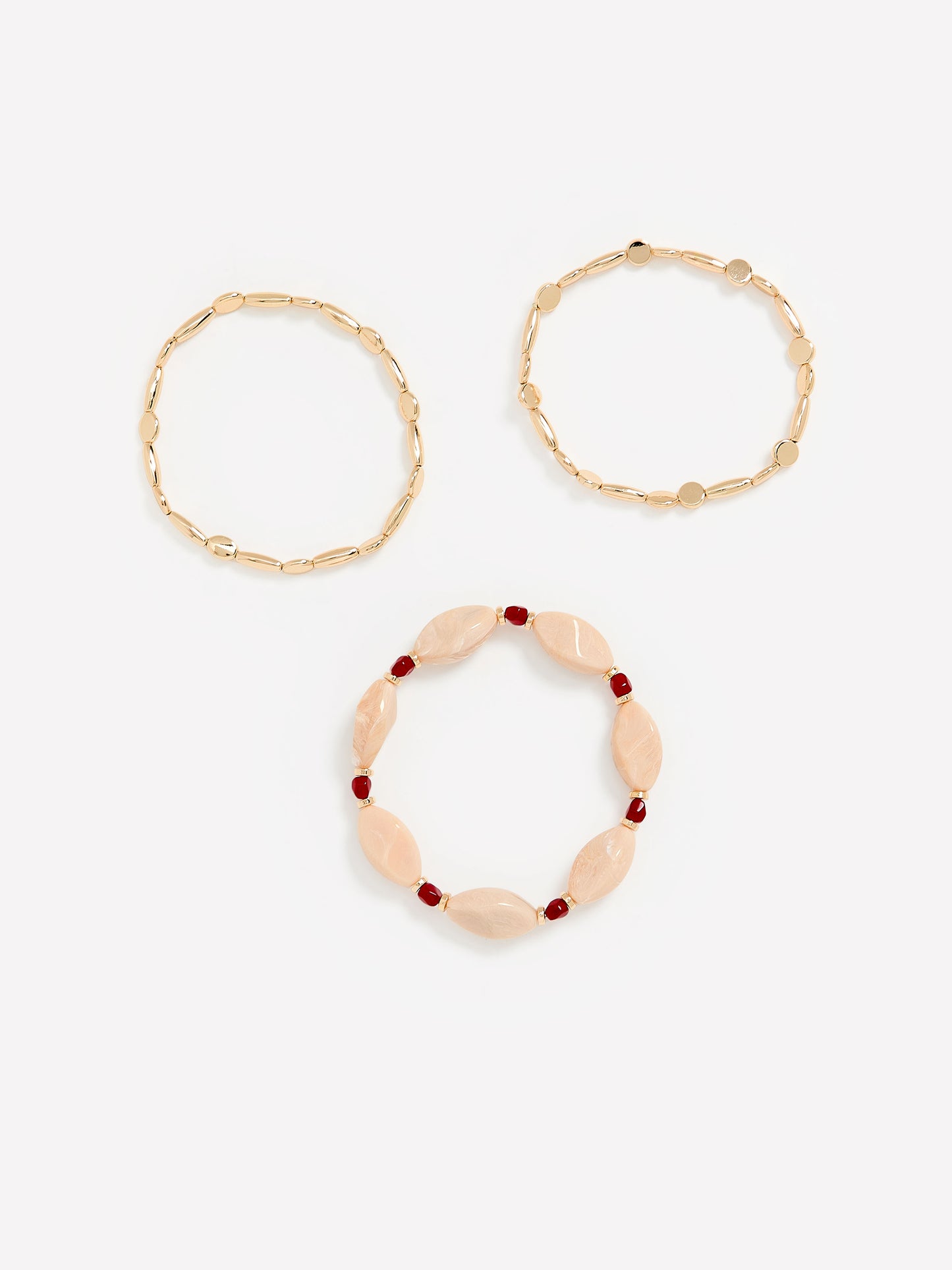 Beaded Elastic Bracelet, Set of 3