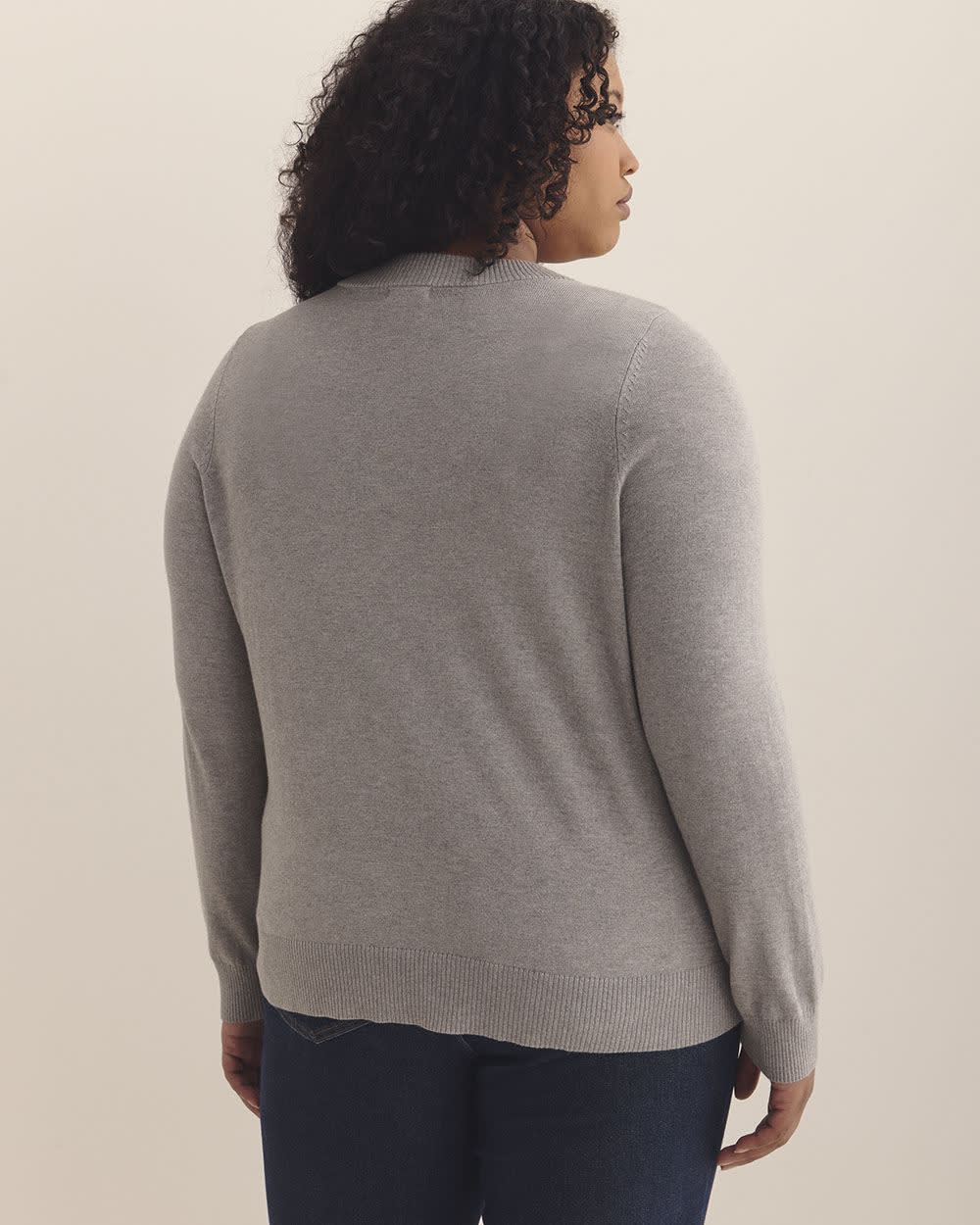 Cardigan boutonné à col rond en mélange de coton, tissu responsable