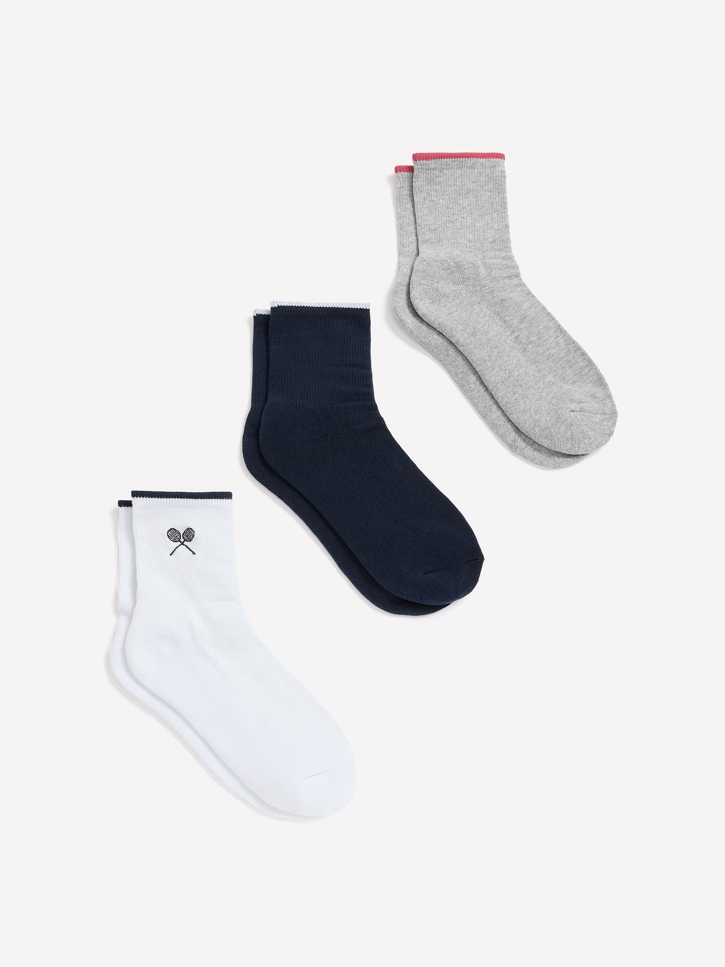 Ankle Socks with Contrast Edge and Tennis Logo - Active Zone