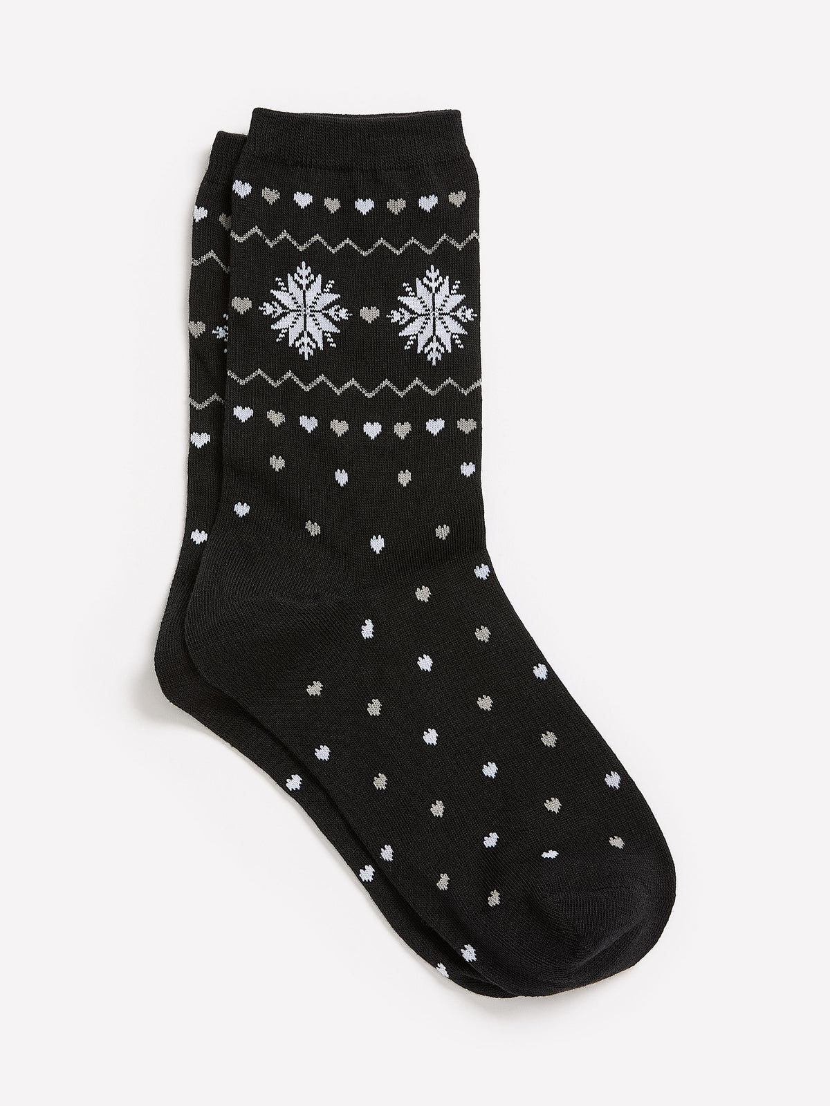 Fair Isle Cotton Knit Crew Socks