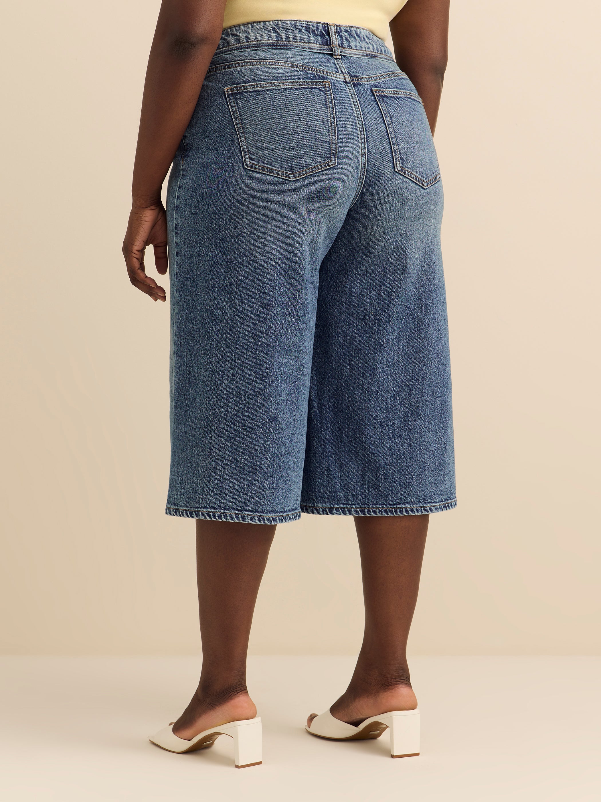 Curvy Mid-Rise Culotte Wide-Leg Denim Pant - d/C JEANS