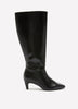 Extra Wide Width, Black Tall Faux Leather Kitten-Heel Boot