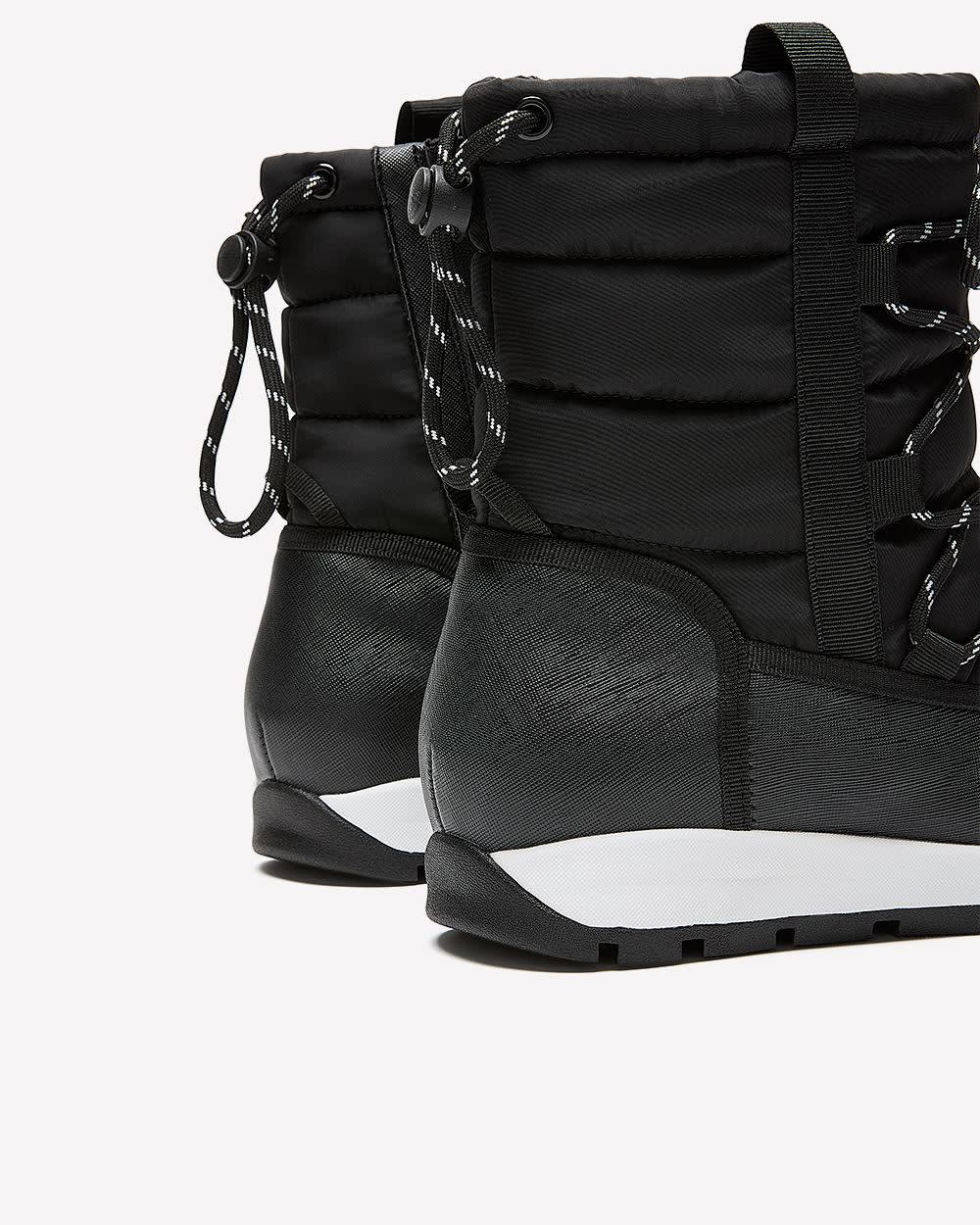 Extra Wide Width, Black Lace-Up Quilted Winter Boot