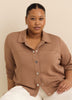 Neoprene Bomber Knit Top with Shirt Collar