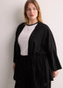 Linen-Blend Loose Kimono Tunic with Waist Drawstring