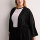 Linen-Blend Loose Kimono Tunic with Waist Drawstring