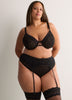 Sexy Black Unlined Plunge Bra with Cheetah Embroidery - Déesse Collection