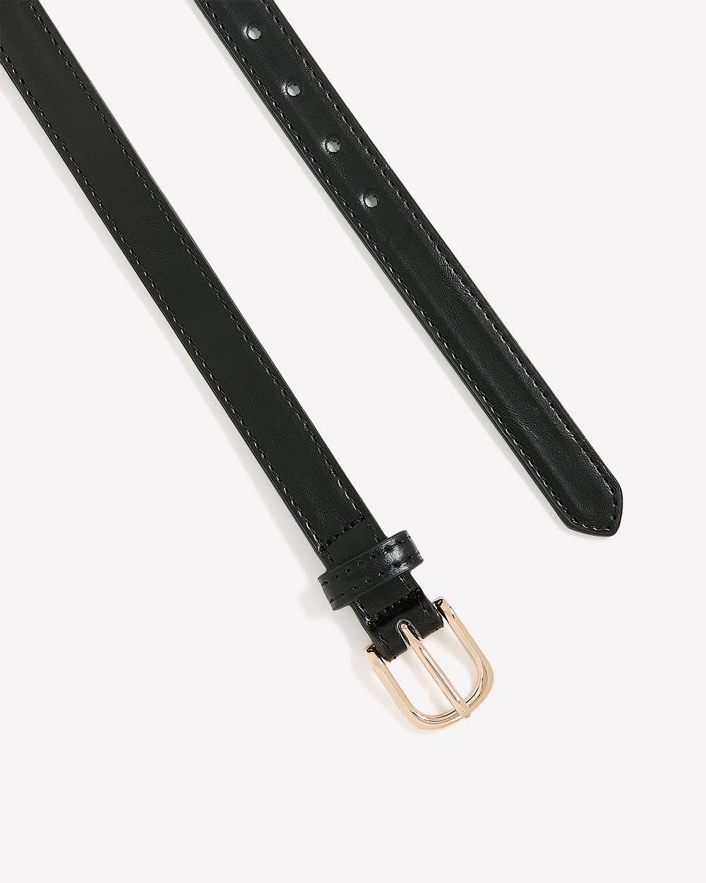 Ceinture en faux cuir noir avec détails en métal