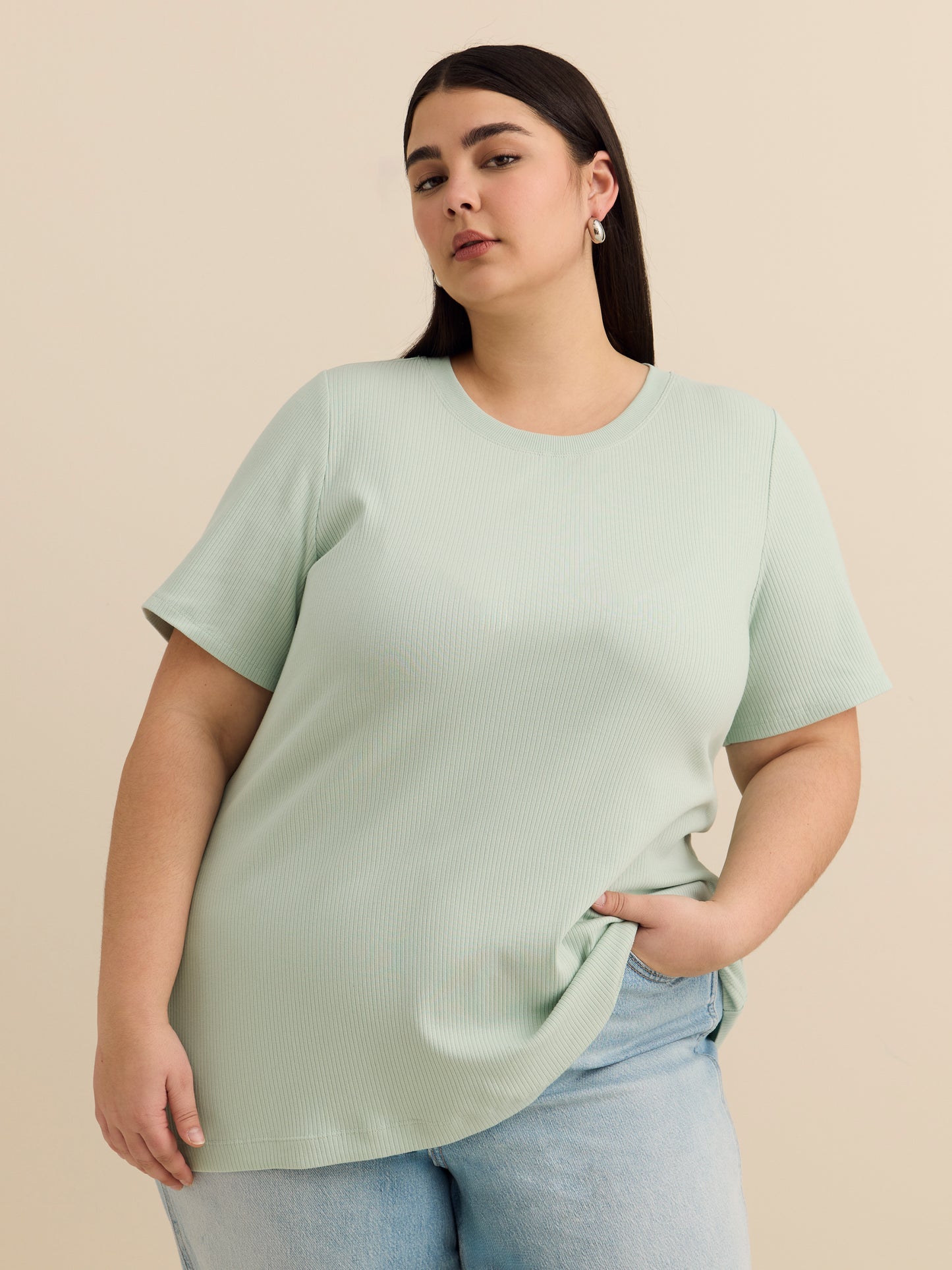 Curvy-Fit Crewneck Tee with Placement Print