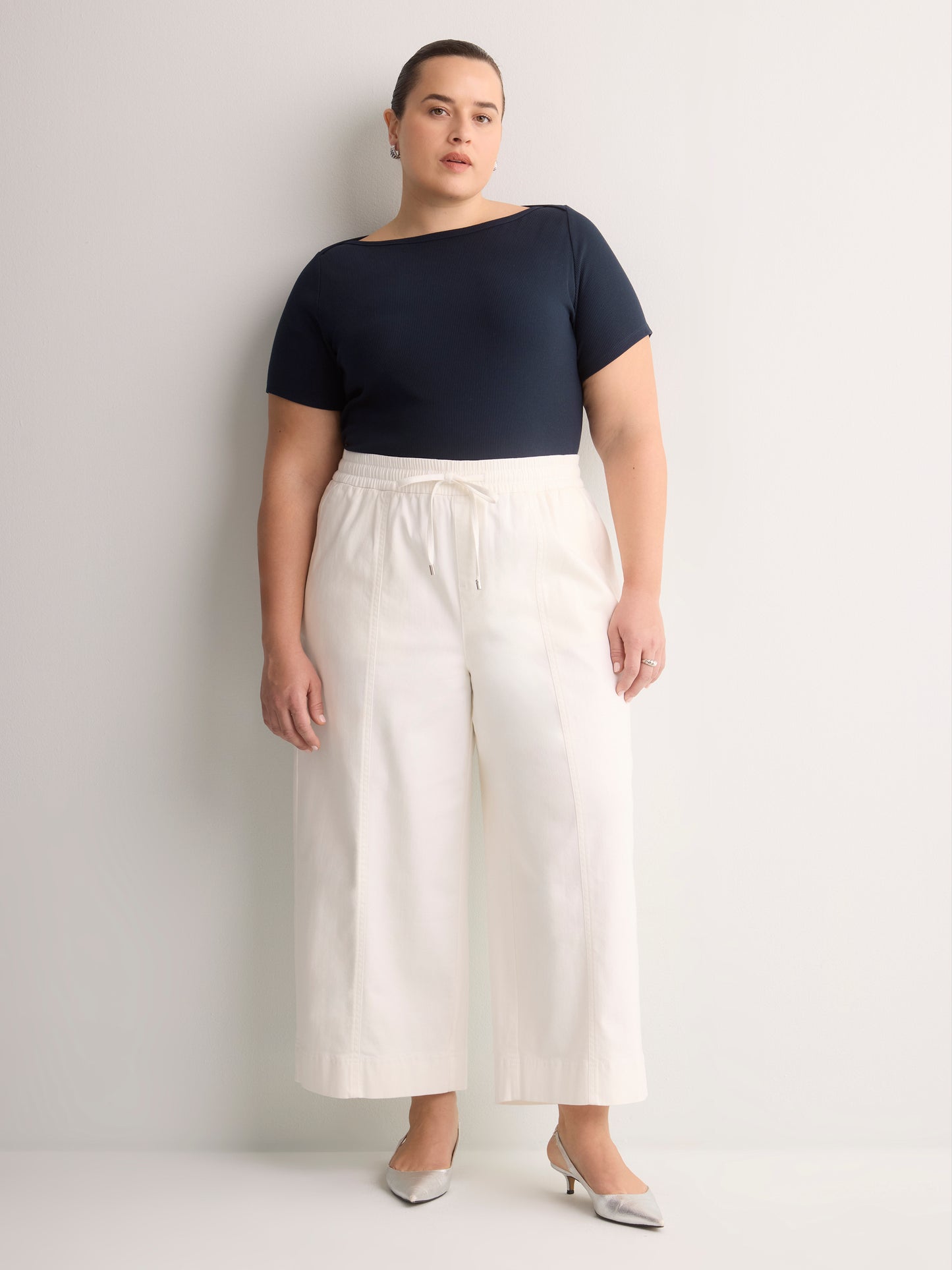 Fitted Boat-Neck Ribbed Knit Baby Tee