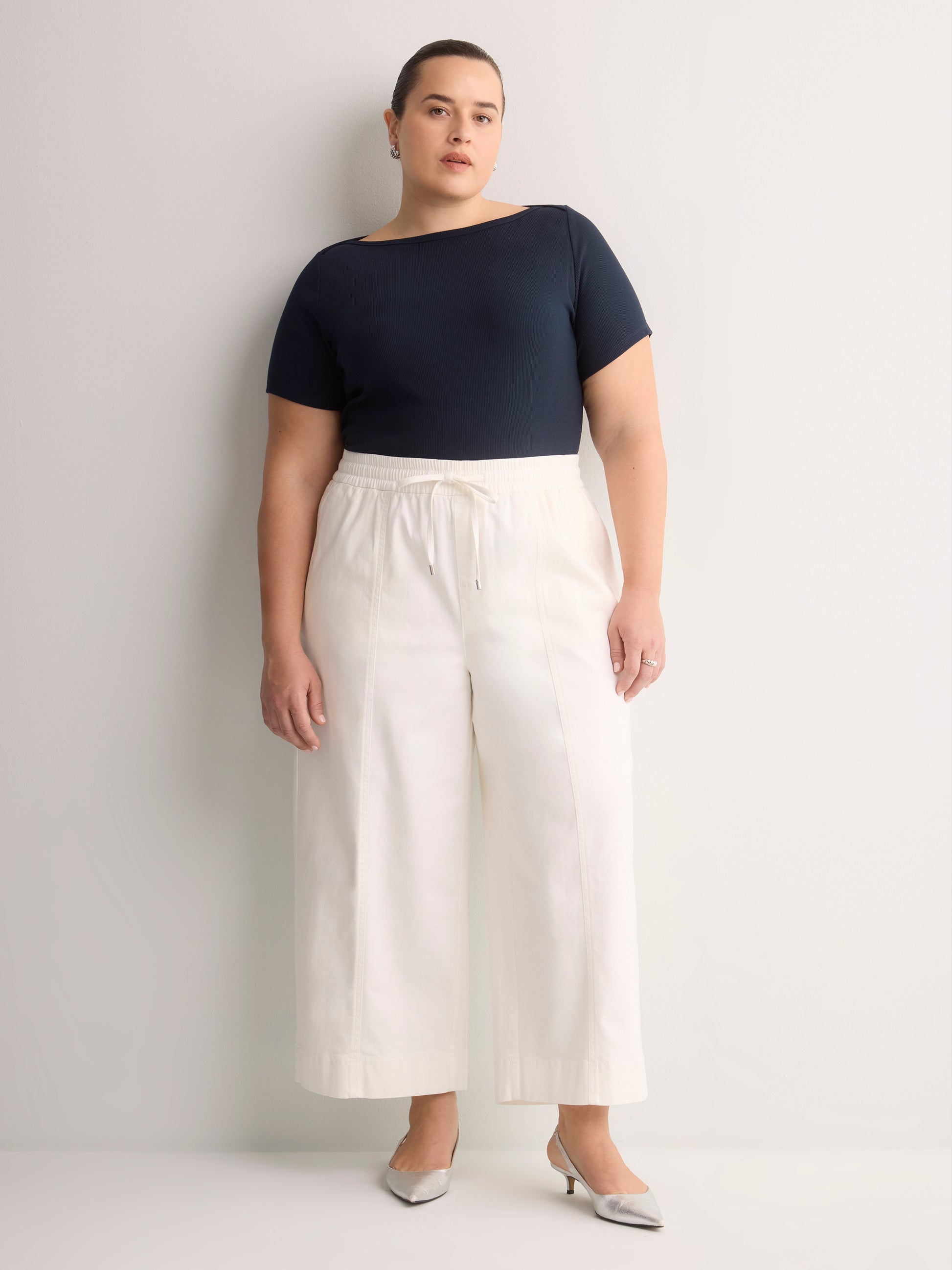 Fitted Boat-Neck Ribbed Knit Baby Tee