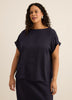 Satin Boat-Neck T-Shirt Blouse