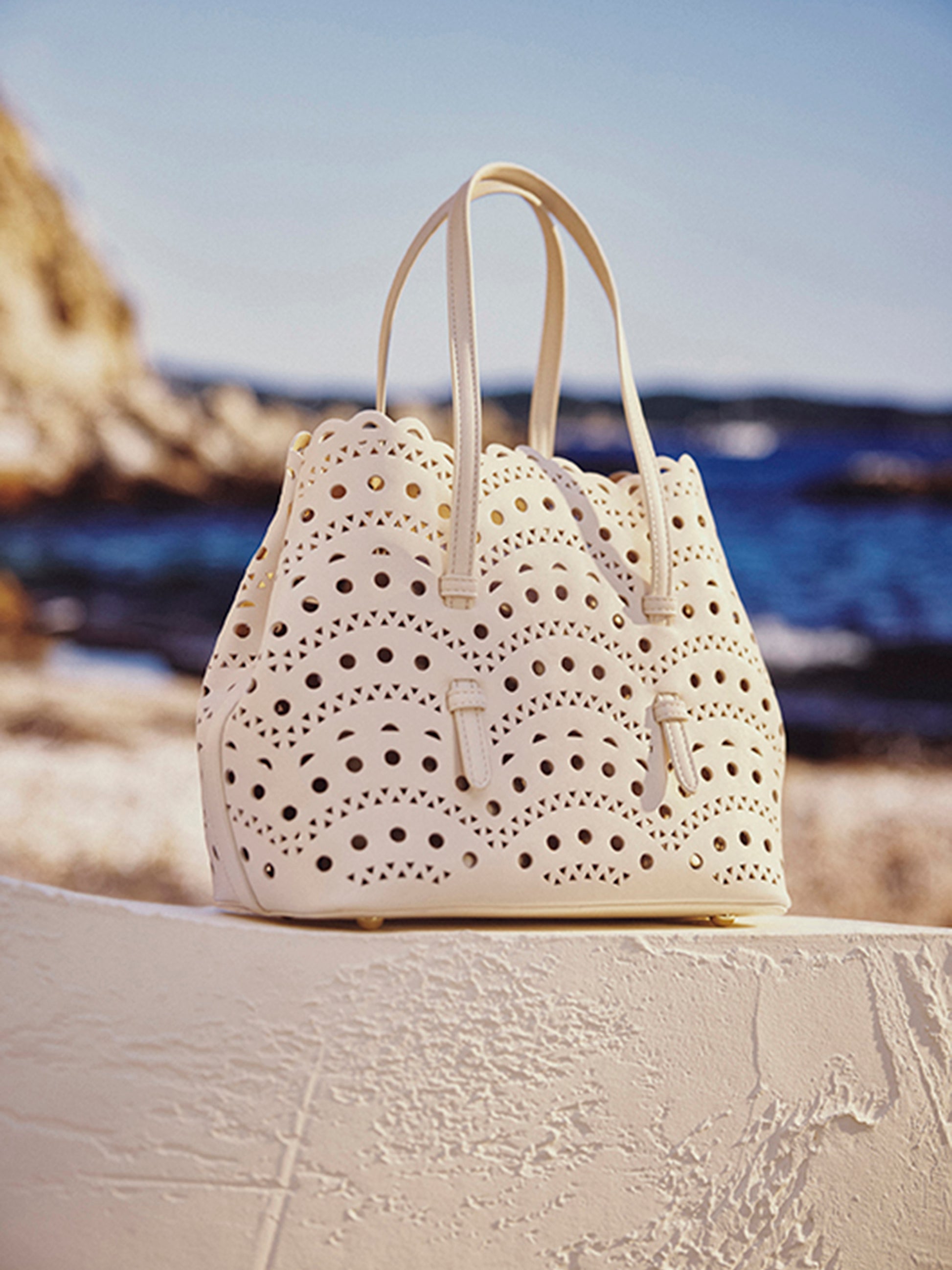 White Perforated Crossbody Handbag