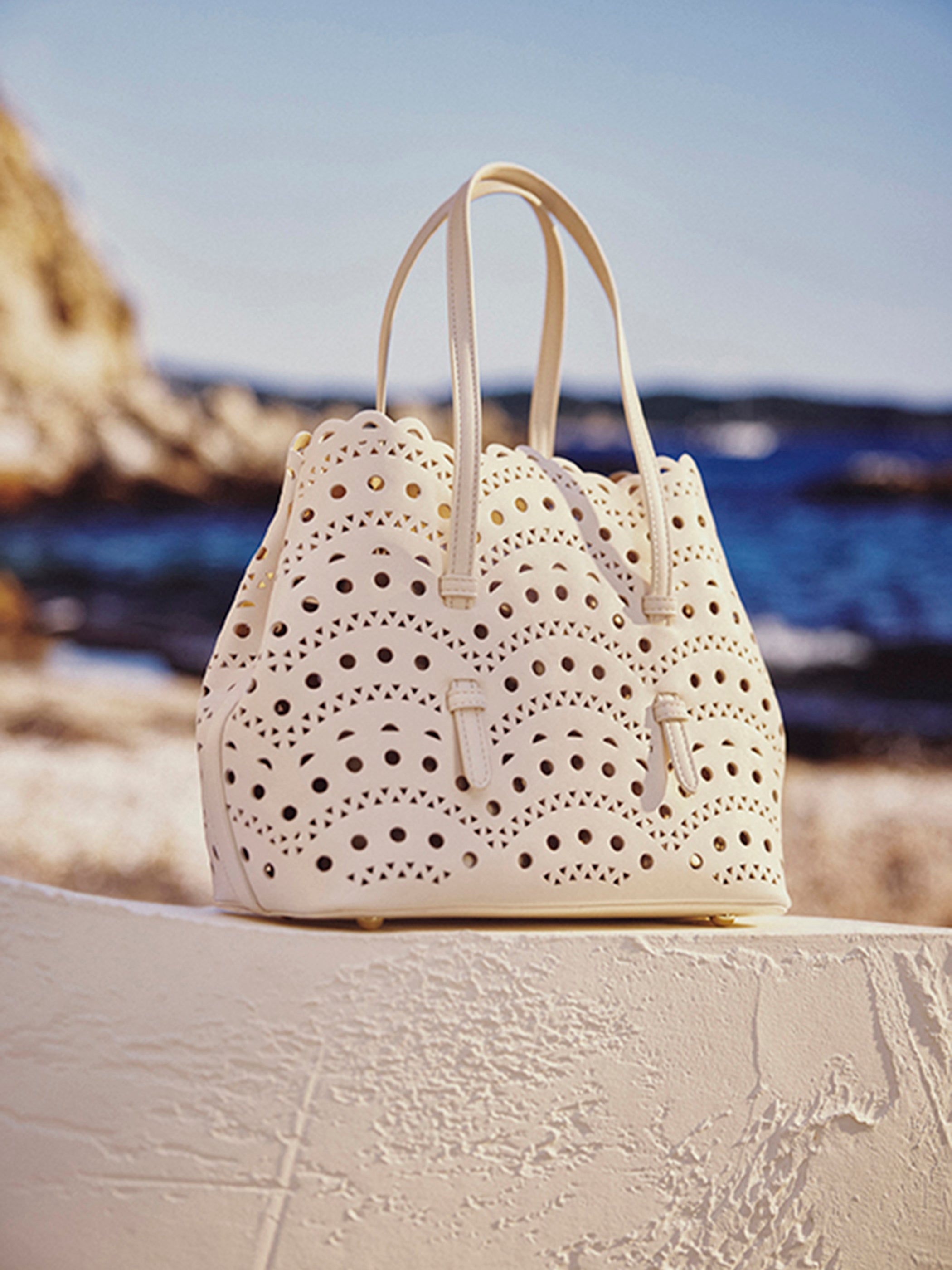 White Perforated Crossbody Handbag
