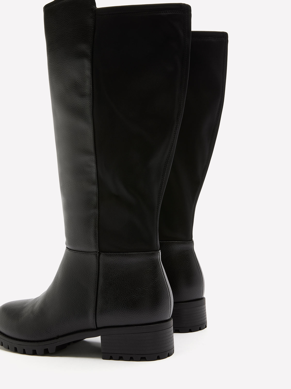 Extra Wide Width, Black Tall Faux-Leather Low-Block-Heel Boot