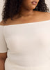 Off-Shoulder Ribbed Knit Fitted Top