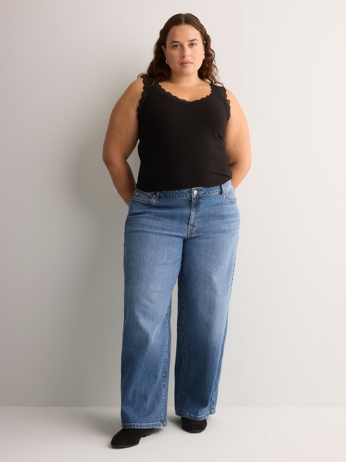 Mid-Rise Baggy Wide-Leg Jeans - Addition Elle