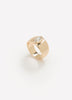 Bague dorée large avec pierre scintillante ovale