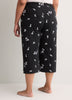 Black Cotton Knit Capri Pyjama Pant with Dalmatian Print - Disney