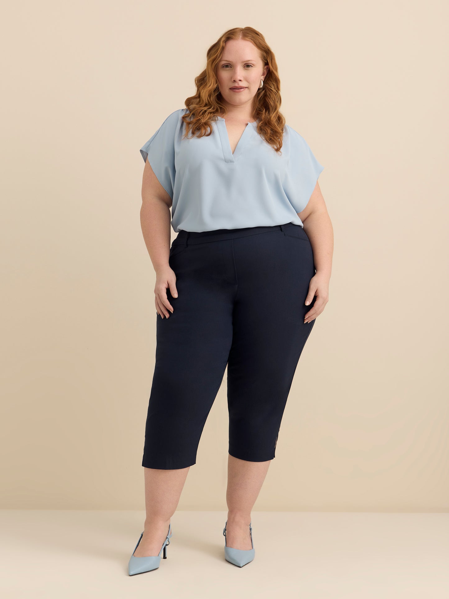 Split Neck Blouse with Extended Sleeves