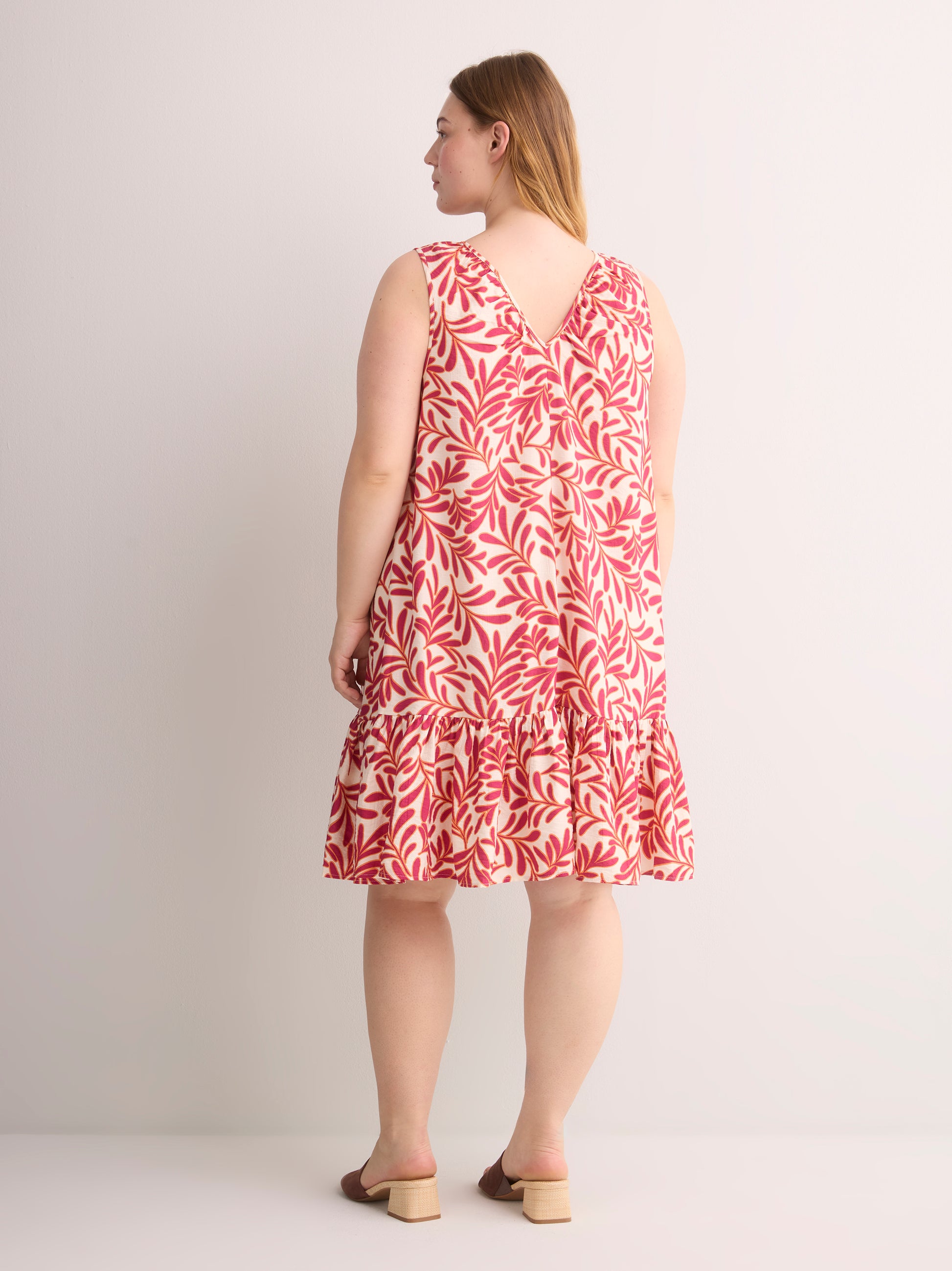 Sleeveless V-Neck Pull-On Swing Dress