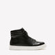 Extra Wide Width, Black Faux Leather High-Top Lace-Up Sneaker