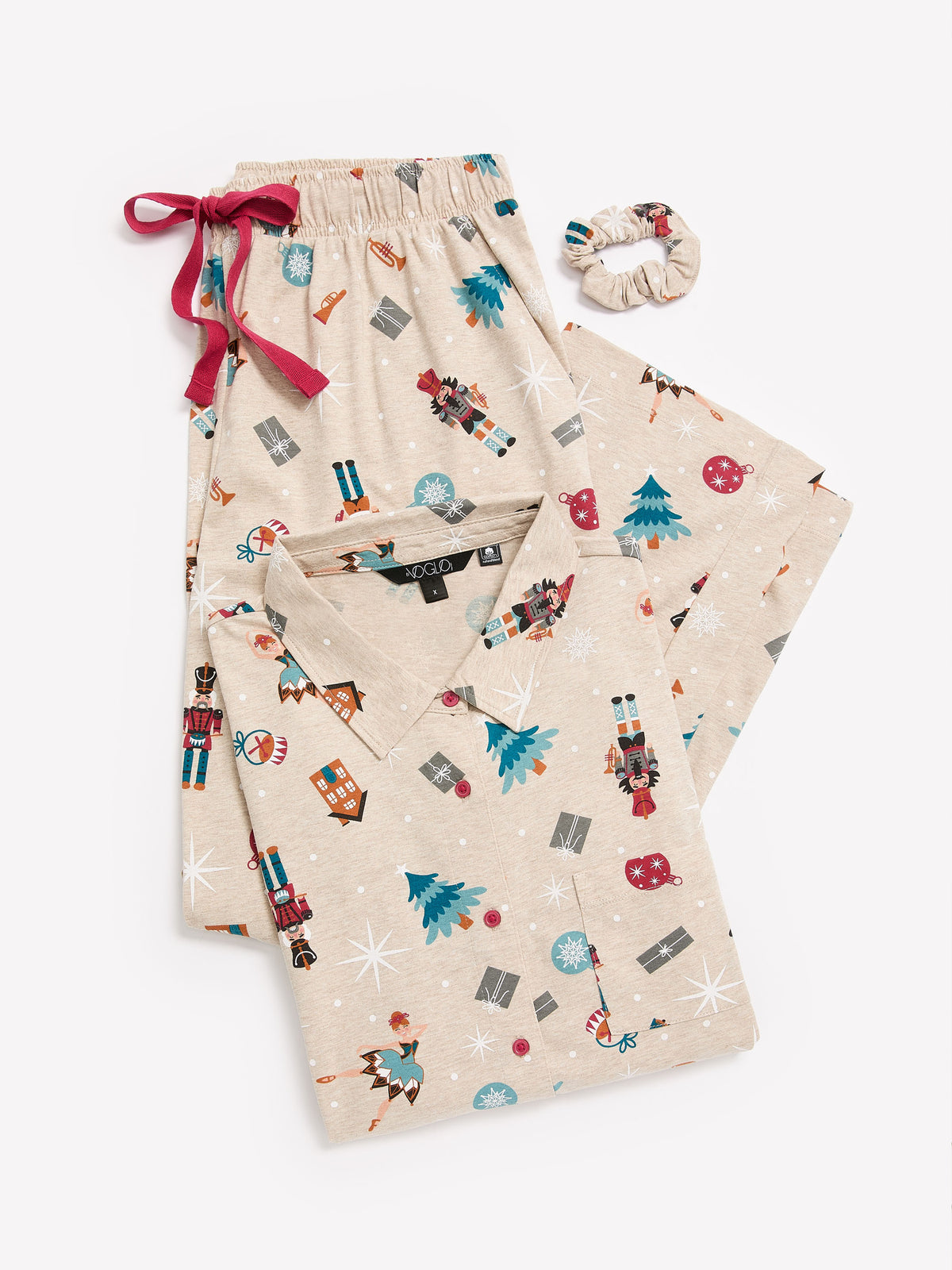 Nutcracker Buttoned Down Shirt and Straight Pant Pyjama Set - tiVOGLIO