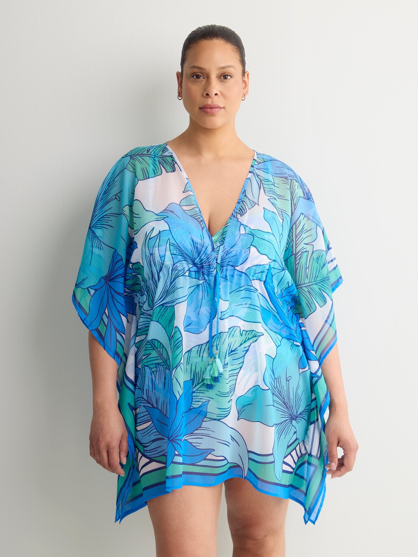 Printed Chiffon Caftan - Bleu by Rod Beattie