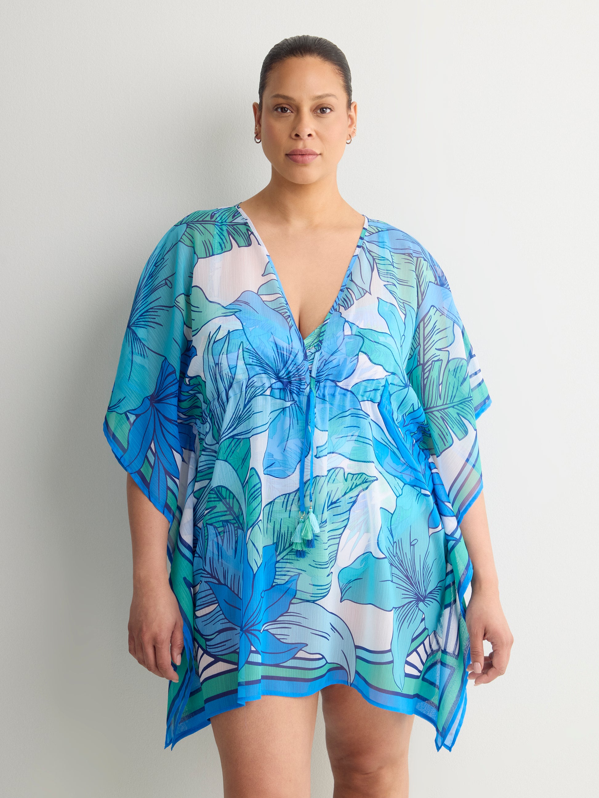 Printed Chiffon Caftan - Bleu by Rod Beattie
