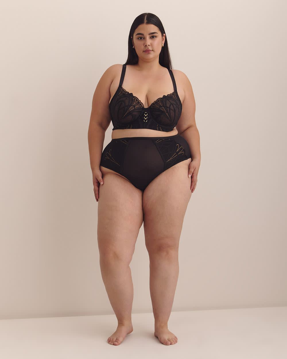 Culotte cheeky sexy noire brodée - Déesse Collection