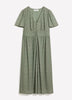 V-Neck Buttoned-Down Midi Dress with Flutter Sleeves - Addition Elle