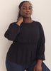 Crewneck Blouse with Smocking Waist - Addition Elle