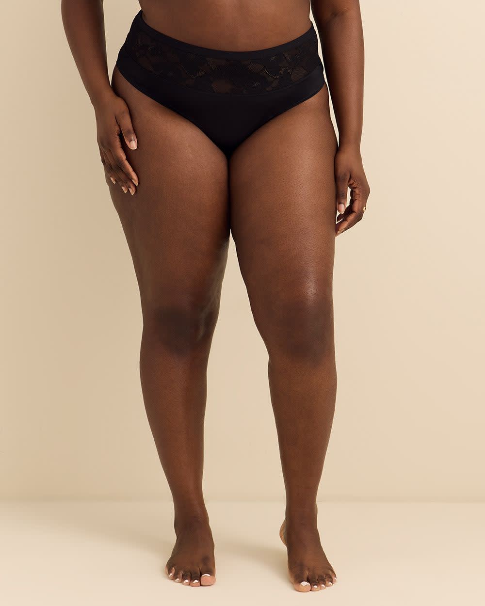 Cheeky Thong With Lace Waistband - Déesse Collection