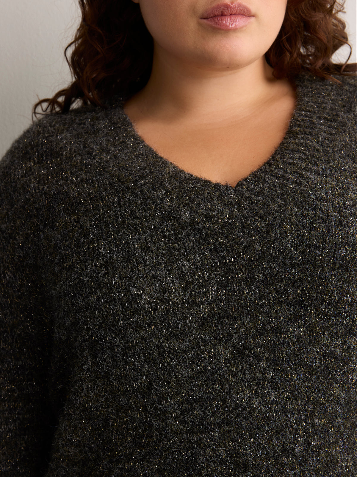Loose Lurex V-Neck Sweater