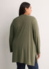 Responsible, Gray Leaf-Print Straight Tunic Cardigan