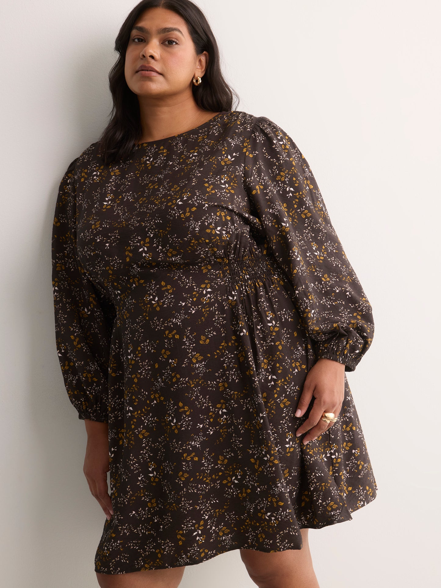 Long-Sleeve Fit-and-Flare Dress