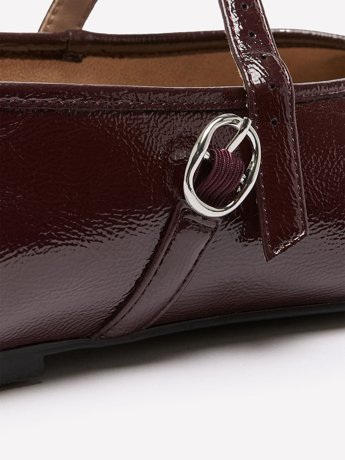 Wide Width, Acora Burgundy Faux Leather Ballerina with Strap
