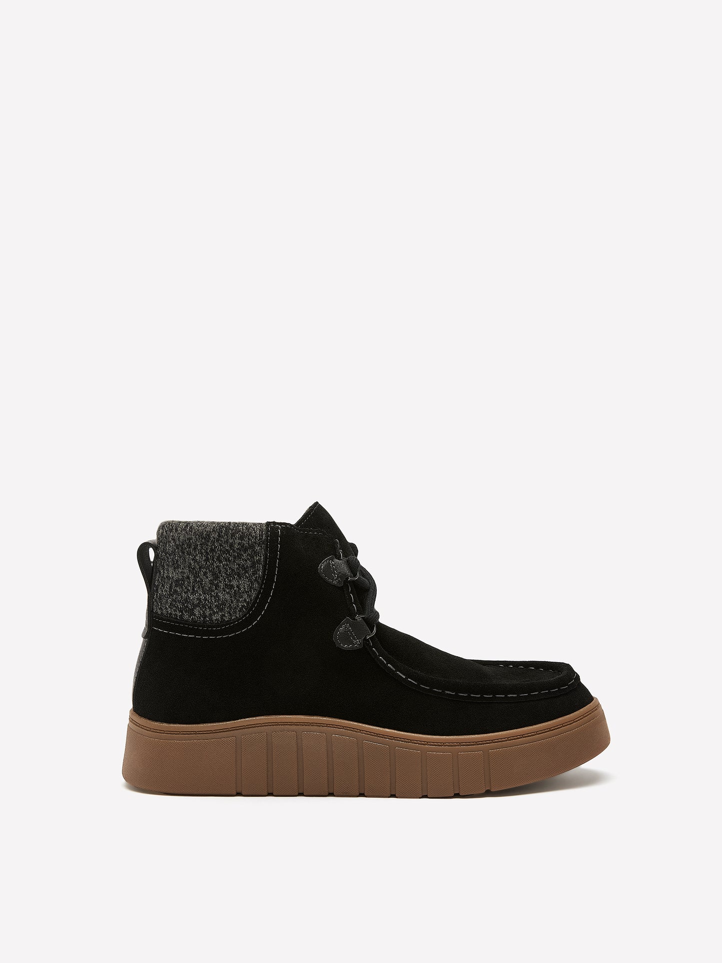 Wide Width, Mykah Izzy Suede Lace-Up Bootie with Sherpa Overlay - Clarks