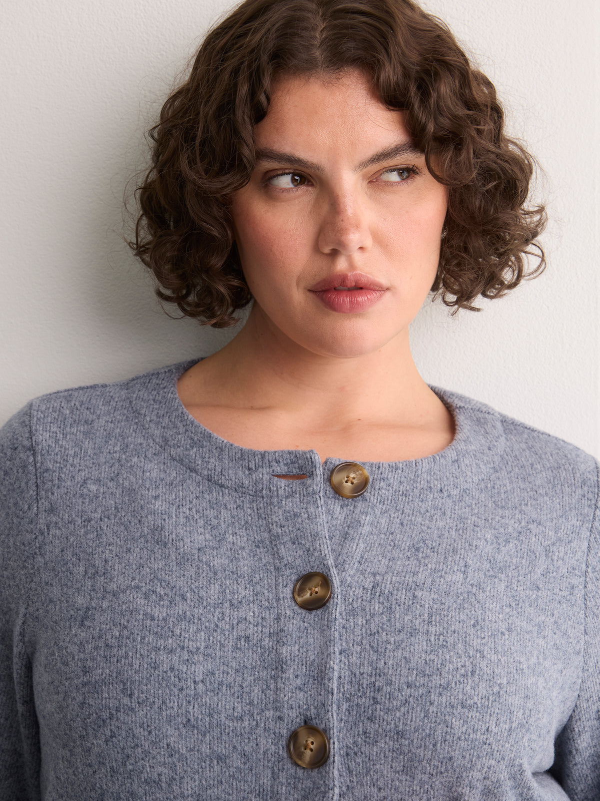 Straight Wide-Sleeve Ribbed Knit Cover-Up