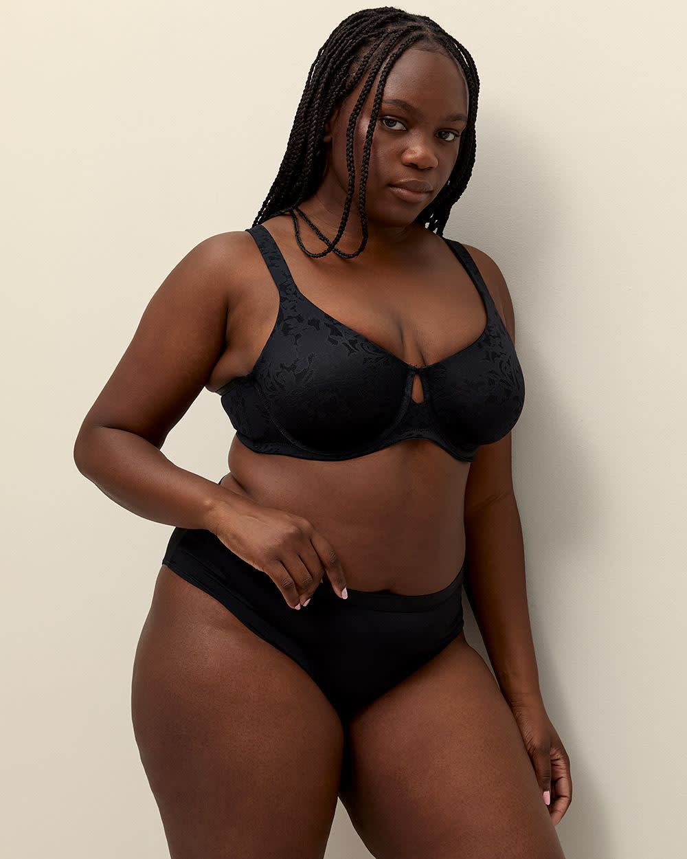 Black Underwire Burnout Jacquard Unlined Bra - ti Voglio
