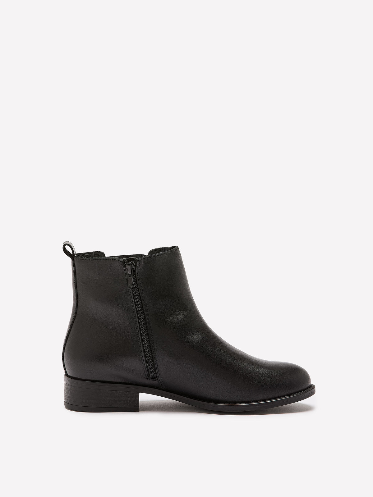 Extra Wide Width, Black Leather Chelsea Bootie