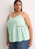 Linen Blend Swing Cami Blouse with Pintuck Detail