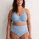 Blue Wireless Padded T-Shirt Bra with Lace - tiVOGLIO