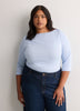 Fitted 3/4-Sleeve Boat-Neck Ribbed Knit Baby Tee