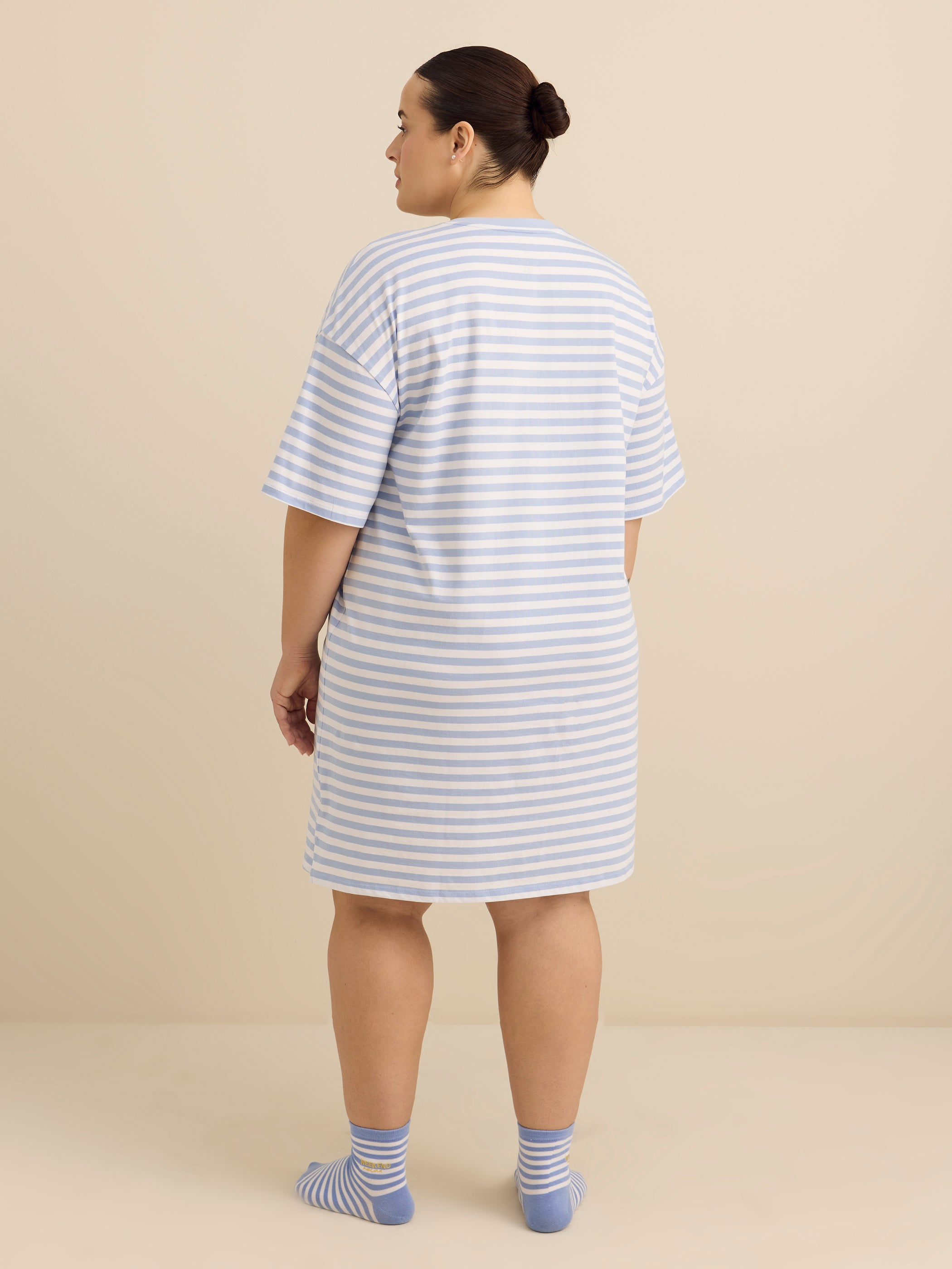 Robe de nuit à rayures et manches courtes - ti Voglio