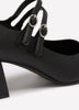 Extra Wide Width, Faux Leather High Block Heel Shoe with Double Strap