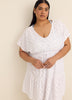 Blue Eyelet Fit and Flare V-Neck Cover-Up Dress - Cover Me