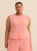 Peach Sleeveless Buttoned Down Eyelet Blouse