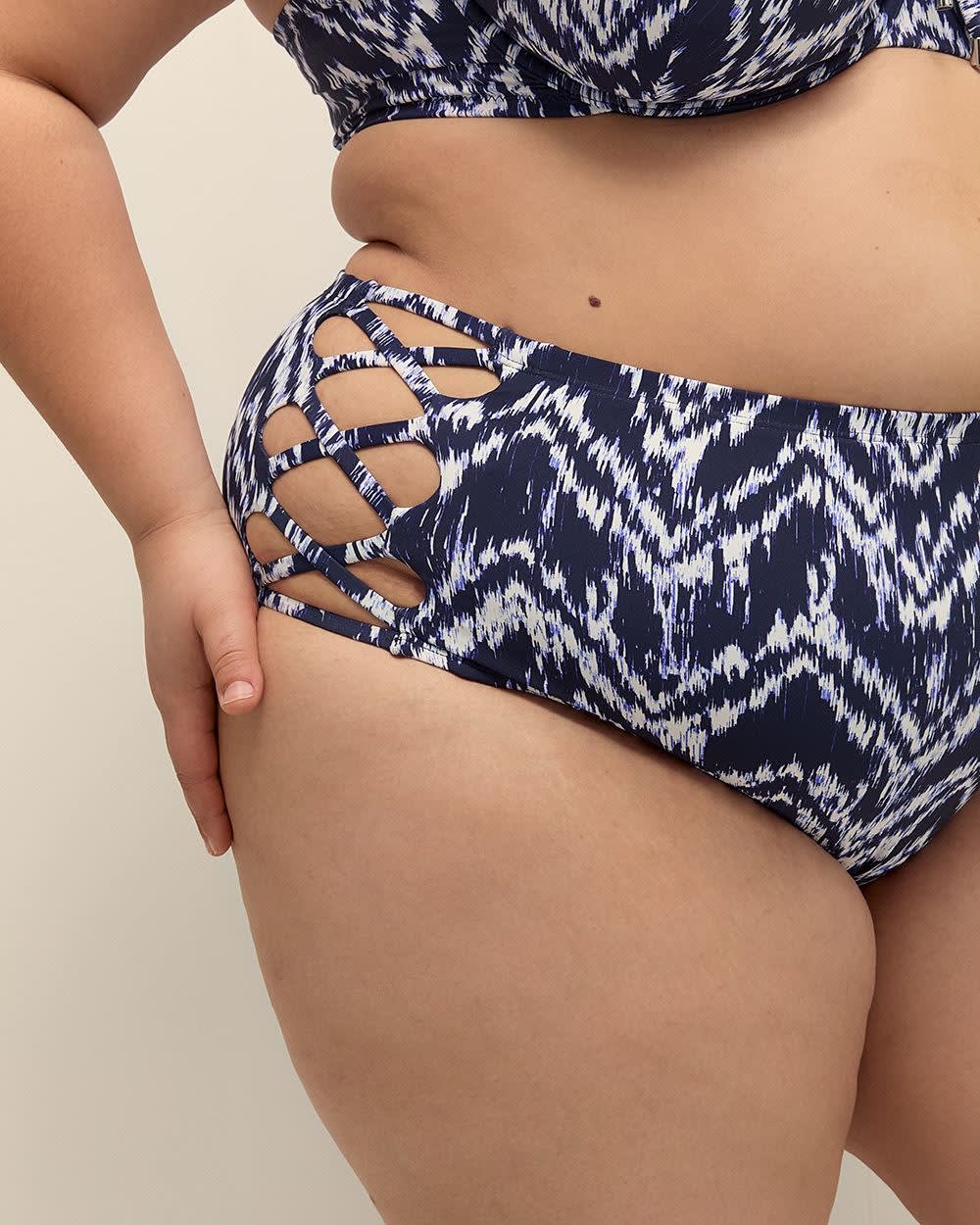 Herringbone-Print High-Rise Swim Brief