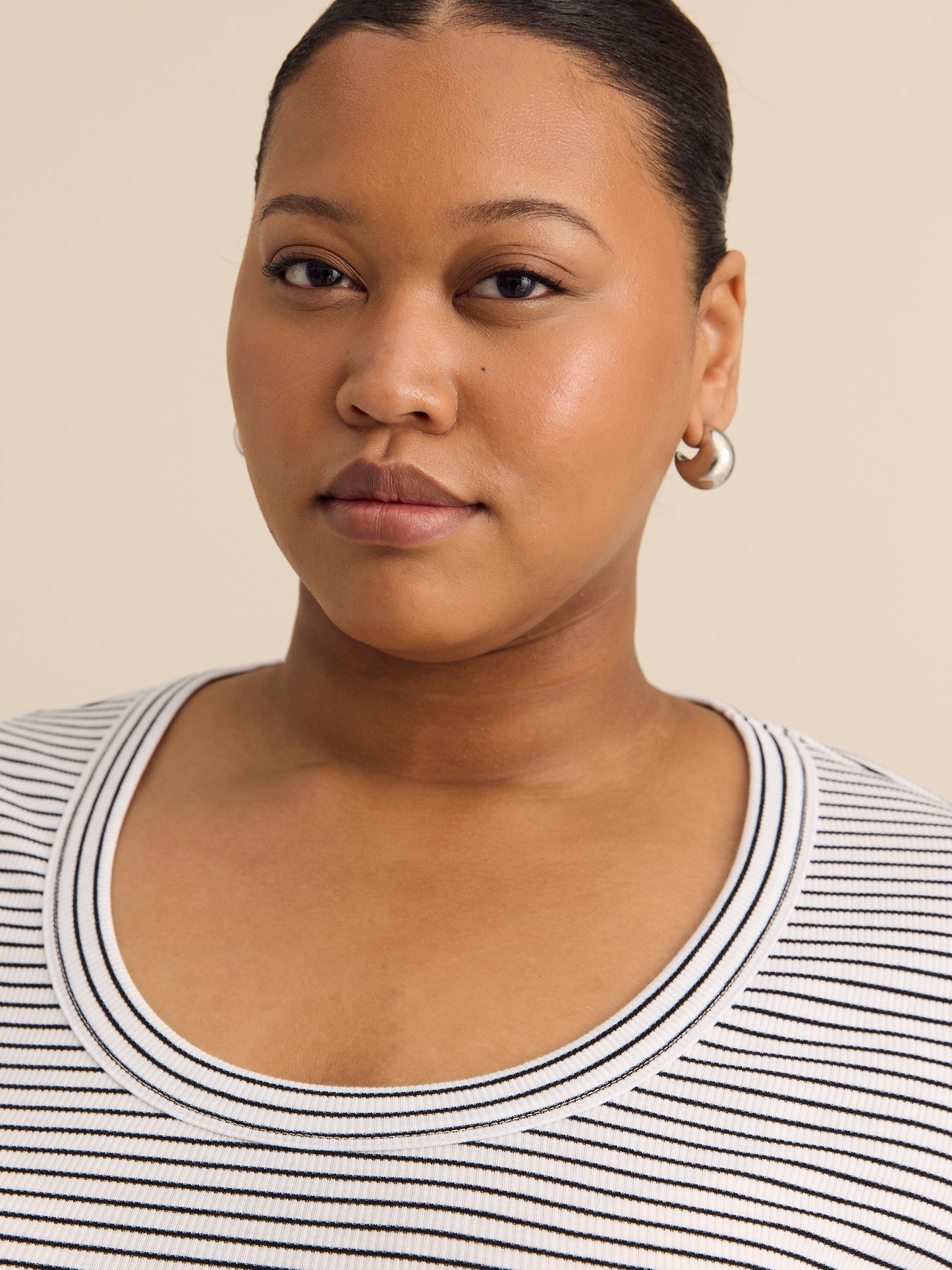 Striped Short-Sleeve Scoop Neck Top